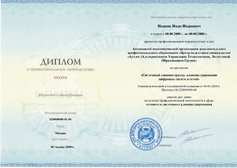 Диплом о профессиональной переподготовке